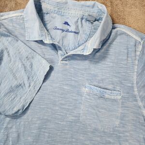 Tommy Bahama Polo Shirt Mens Large Beach Fade Blue Johnny Collar Emfielder  Logo